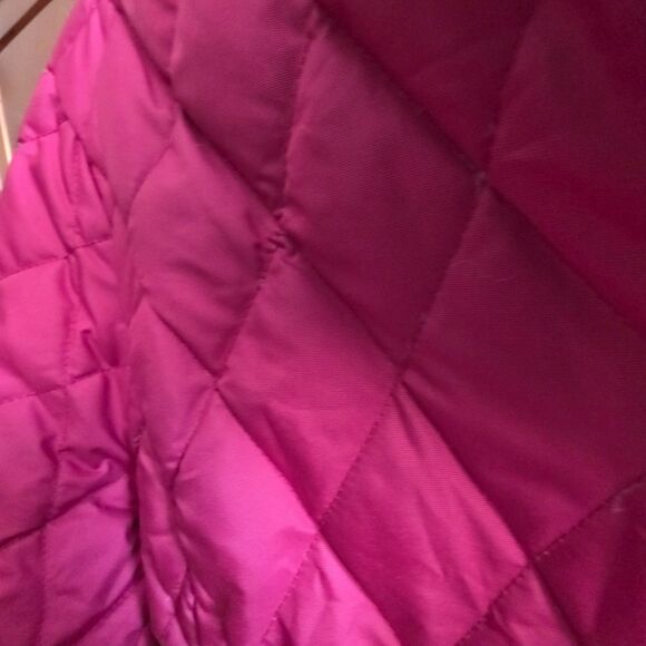 Eddie Bauer Size Large Red Goose Down Quilted Snap Up Collar Pockets Warm - Picture 8 of 8